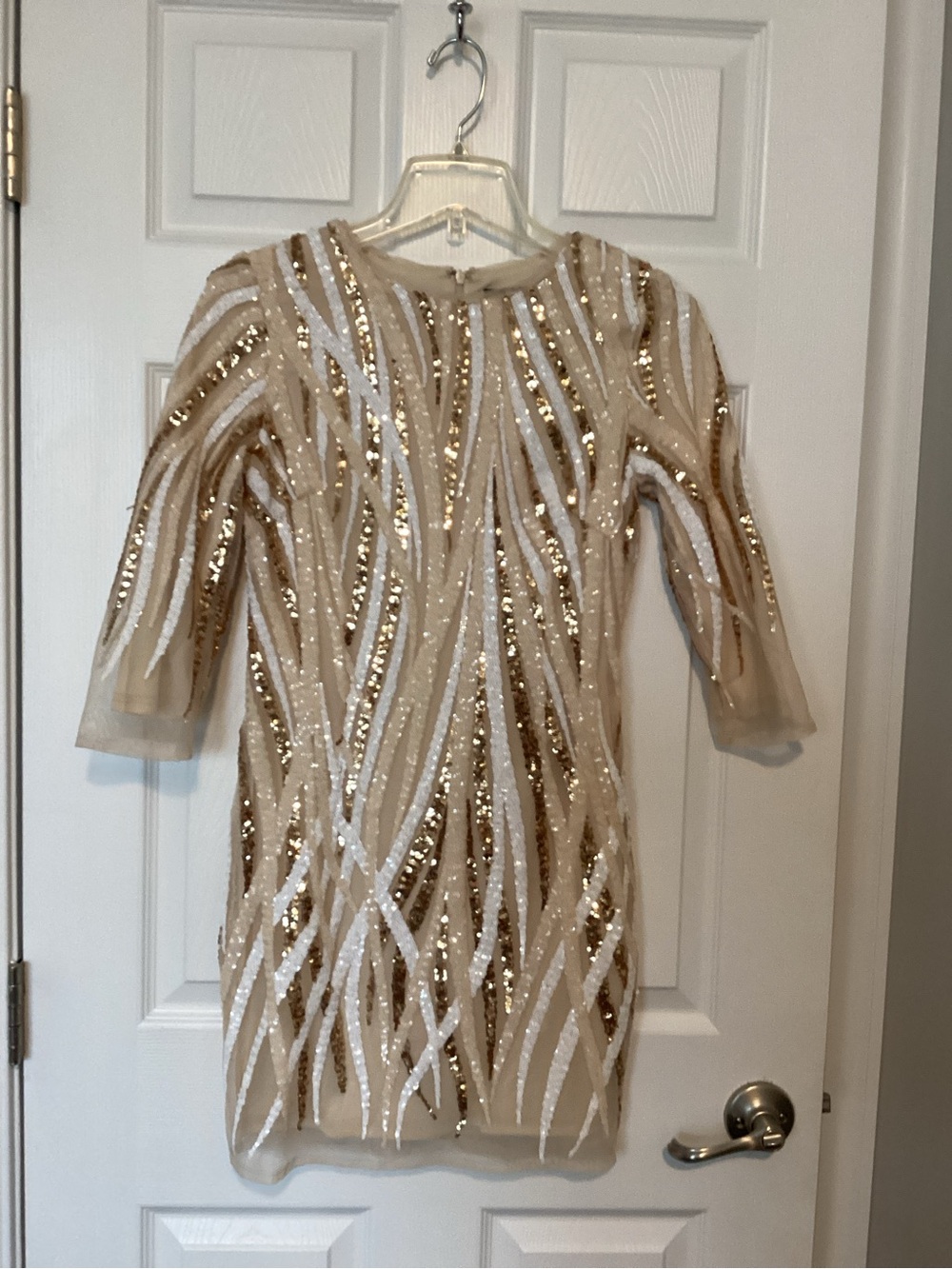 TFNC Gold and White Sequin Cocktail Dress